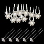 Pearl Flower Hair Pins (10pcs) - Clear