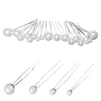18pcs Mixed Sizes Pearl Head Silver Hair Pins