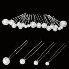 18pcs Mixed Sizes Pearl Head Silver Hair Pins