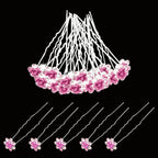 Flower Crystal Hair Pins - 10pcs