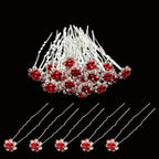 Flower Crystal Hair Pins - 10pcs