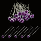 Flower Crystal Hair Pins - 10pcs
