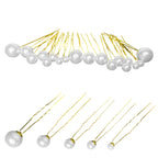 18pcs Mixed Sizes Pearl Hair Gold Pins