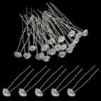 Diamante Round Flower Hair Pins - 10pcs