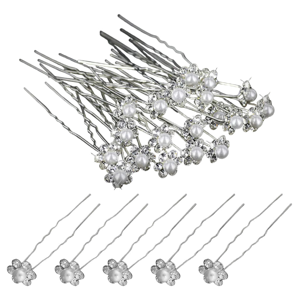 Pearl Flower Hair Pins (Small Pearl) - 10pcs