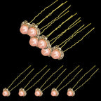 Pearl Flower Hair Pins (10pcs) - Pink