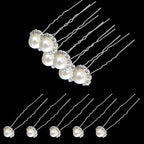 Pearl Flower Hair Pins (10pcs) - White