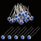 Flower Crystal Hair Pins - 10pcs