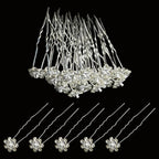 Flower Crystal Hair Pins - 10pcs