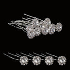 Diamante Flower Design Hair Pins - 10pcs