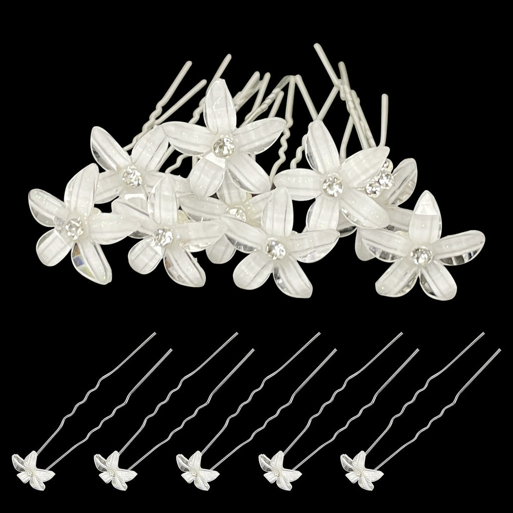 Vintage Pearl and Crystal Flower Bridal Hair Pins