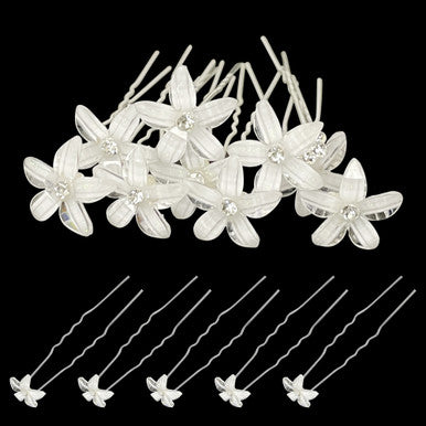 Vintage Pearl and Crystal Flower Bridal Hair Pins