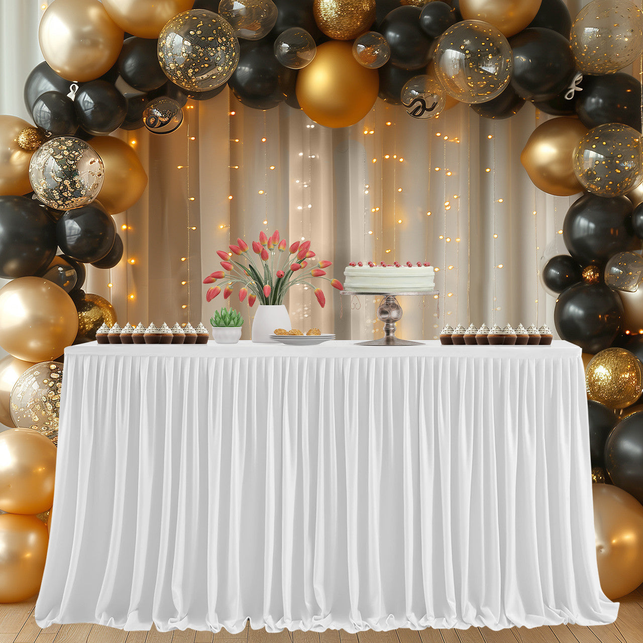 Polyester Table Skirt - White