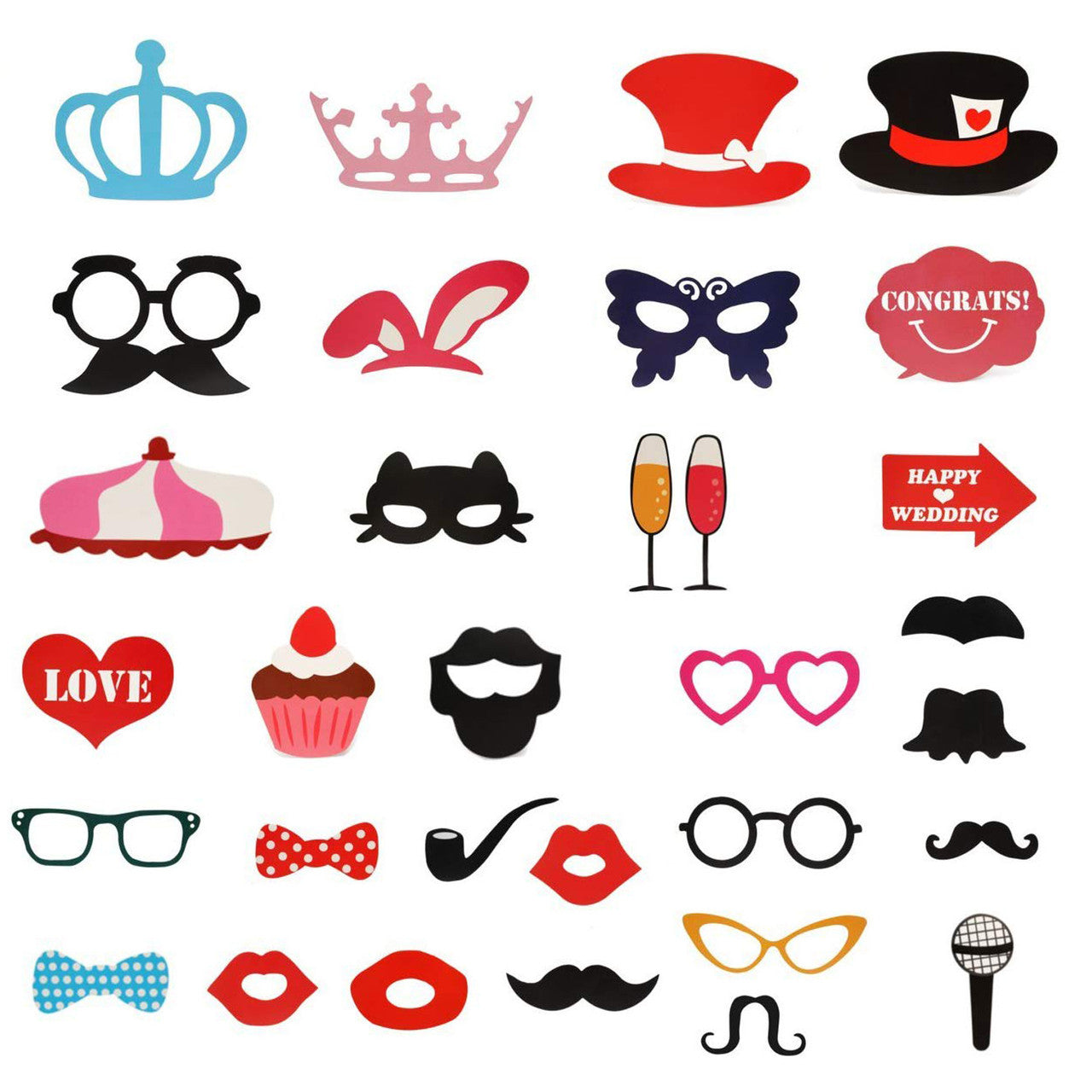 31pc Wedding Photo Booth Cardboard Party Props