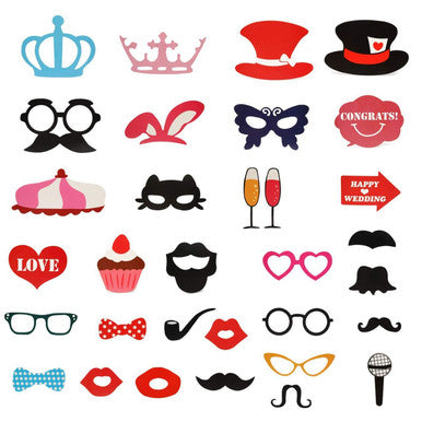 31pc Wedding Photo Booth Cardboard Party Props