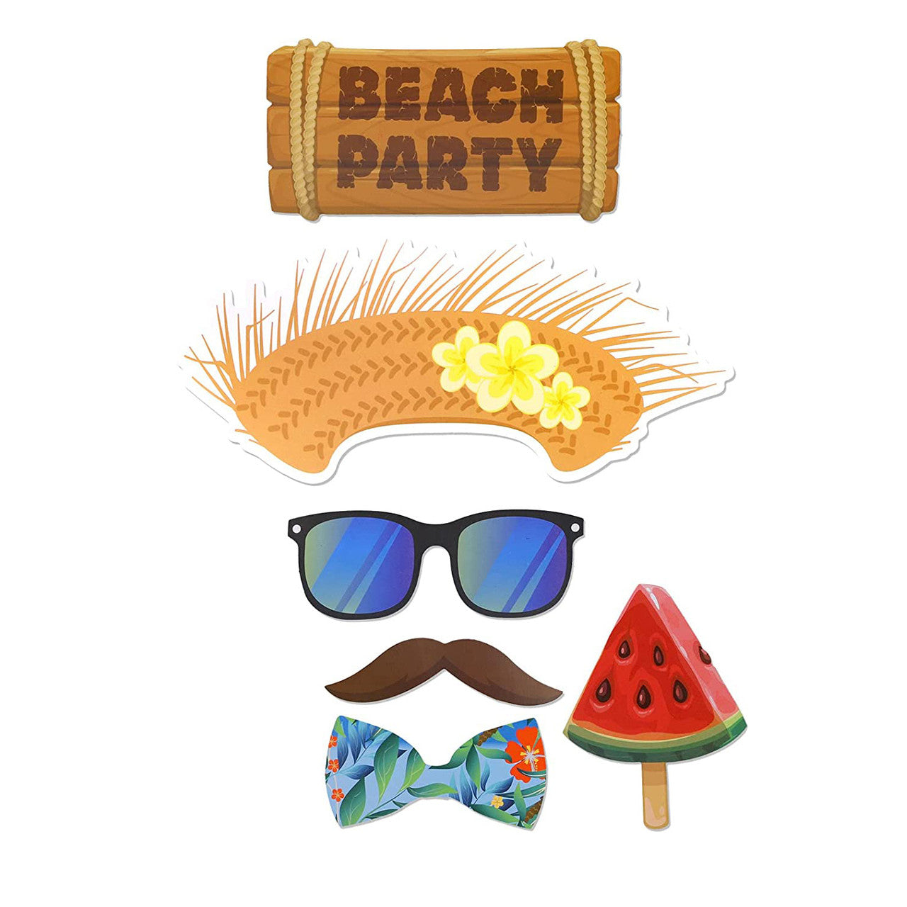 Hawaiian Photo Booth Props - 30pcs