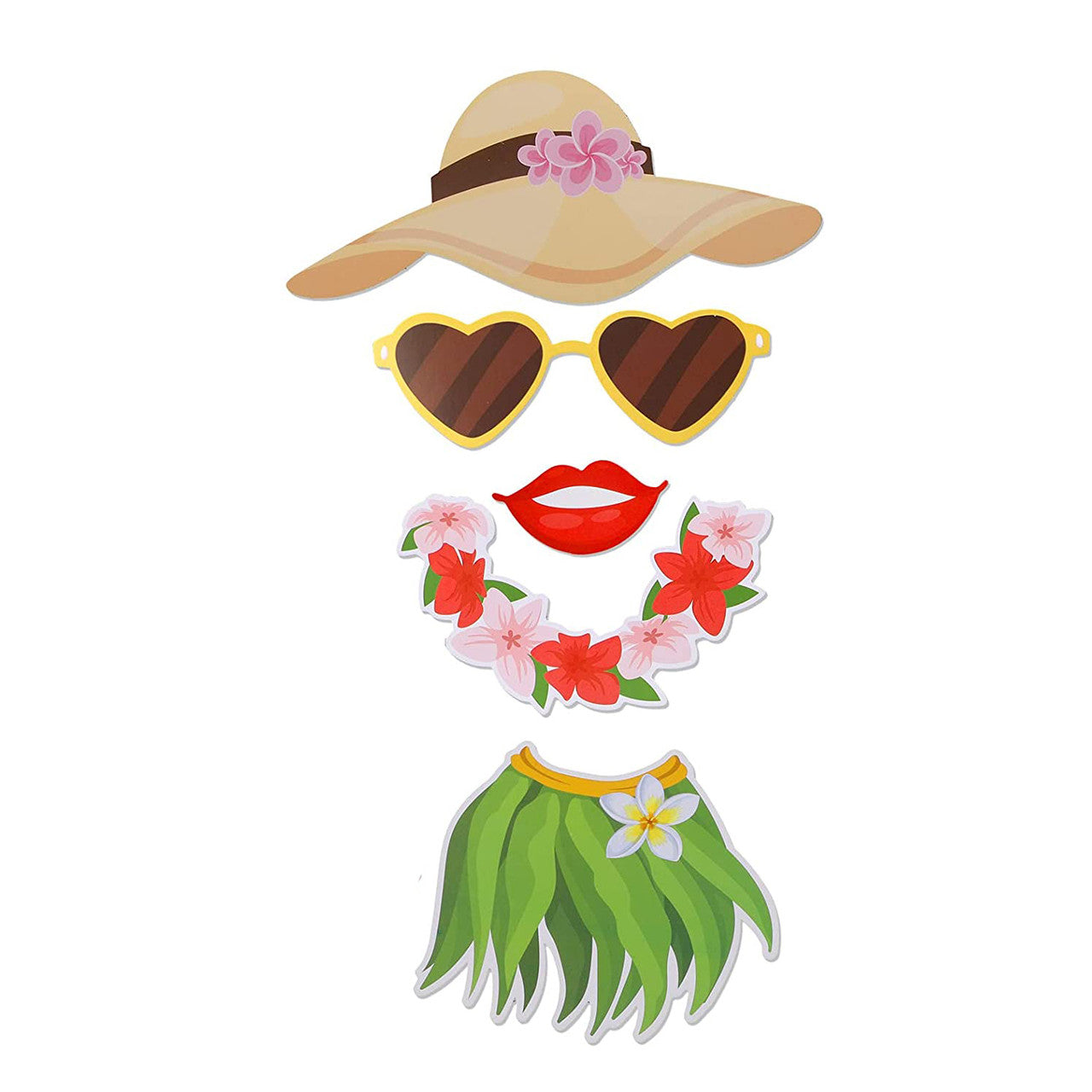 Hawaiian Photo Booth Props - 30pcs
