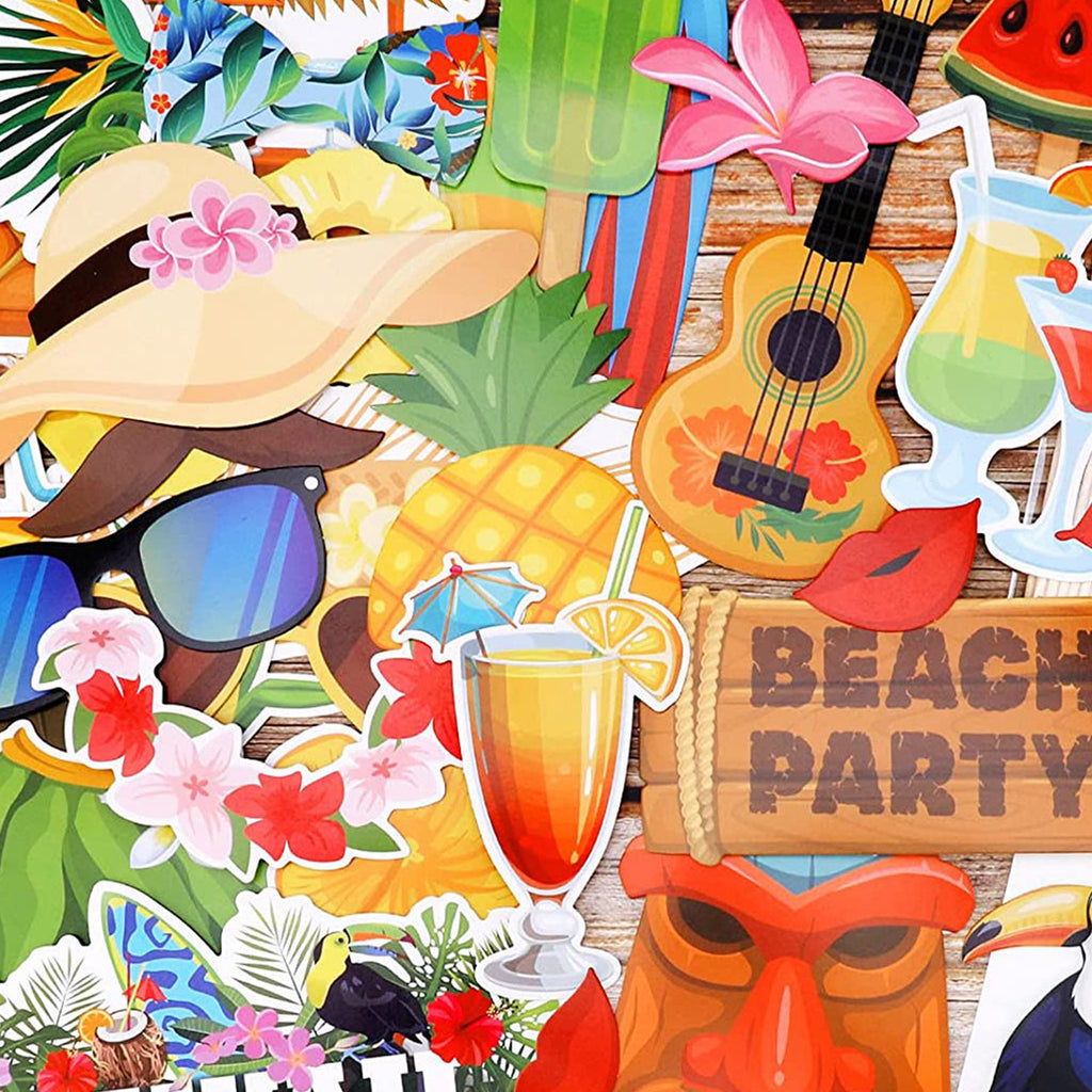 Hawaiian Photo Booth Props - 30pcs