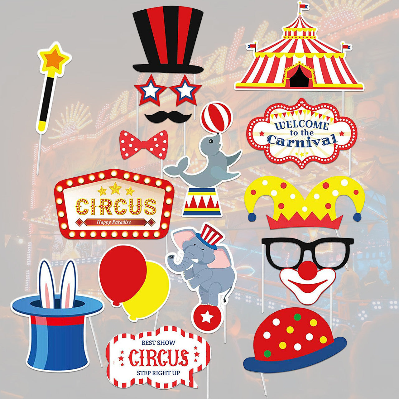 Circus Carnival Party Booth Props - 27pcs