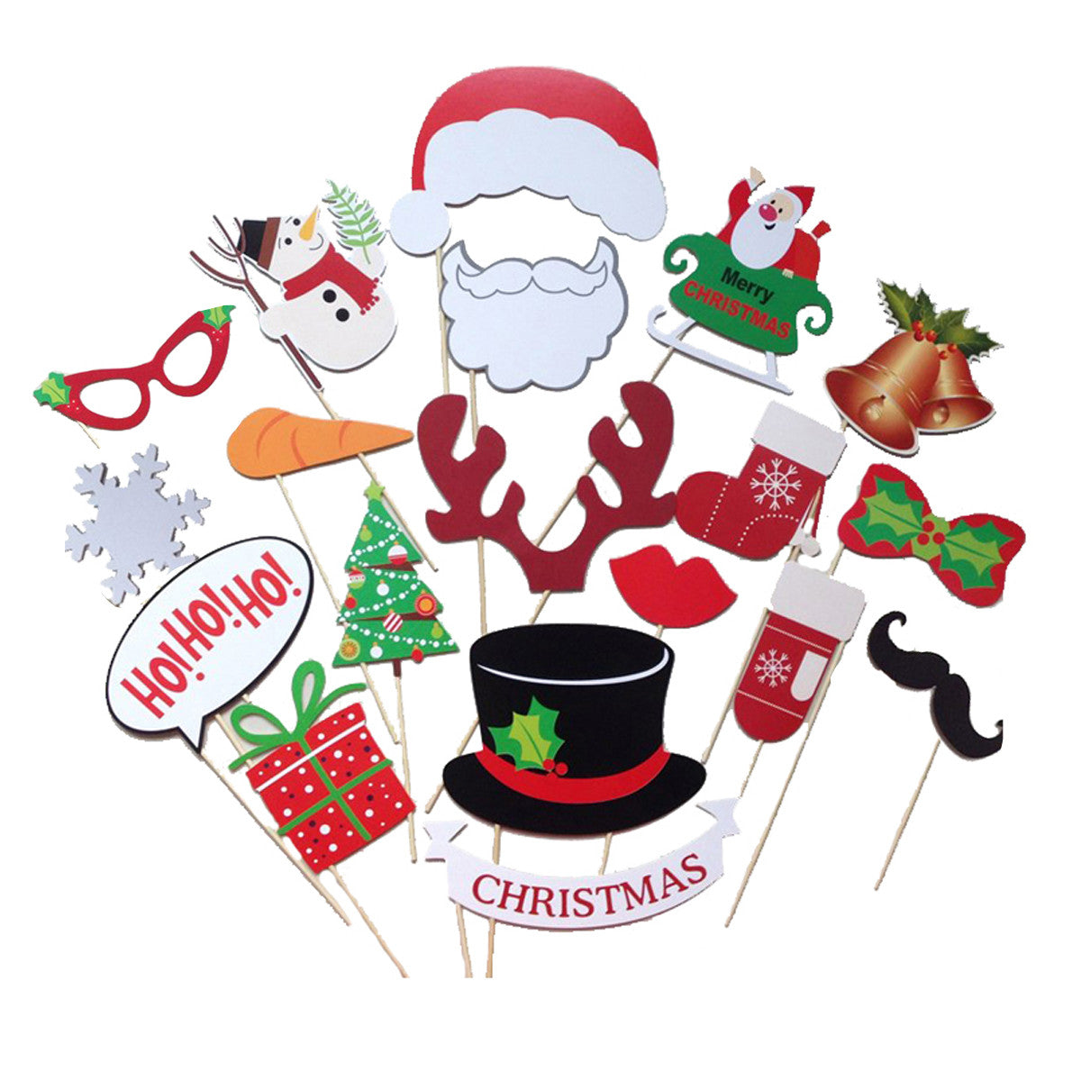 Merry Christmas Selfie Photo Booth Props - 19pcs