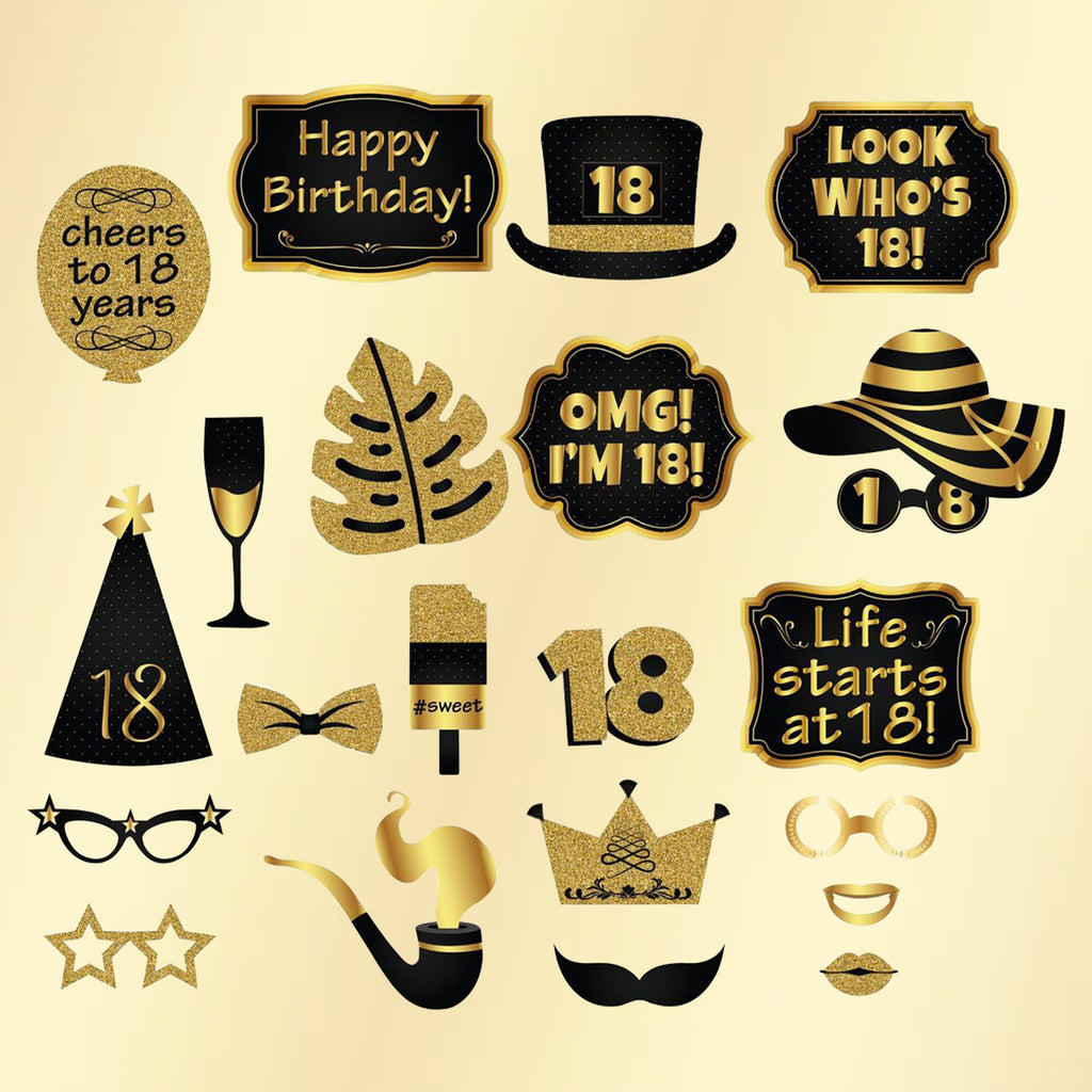 18th Birthday Party Photo Booth Props - 21Pcs