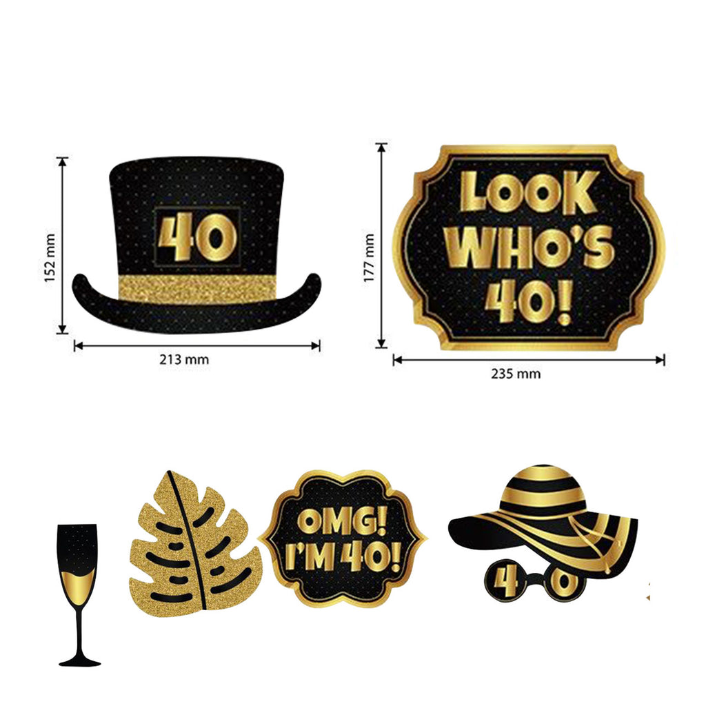 40th Birthday Photo Party Booth Props - 21Pcs