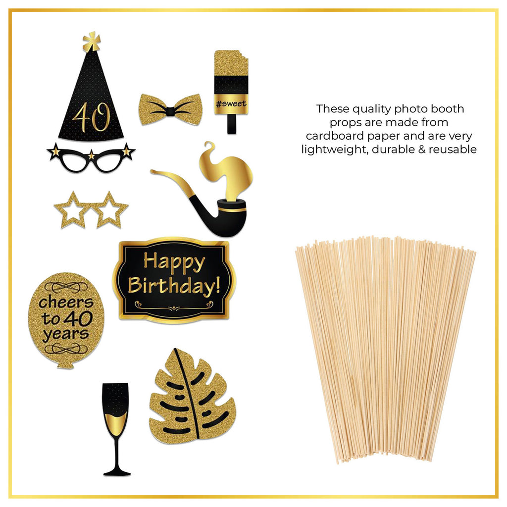 40th Birthday Photo Party Booth Props - 21Pcs