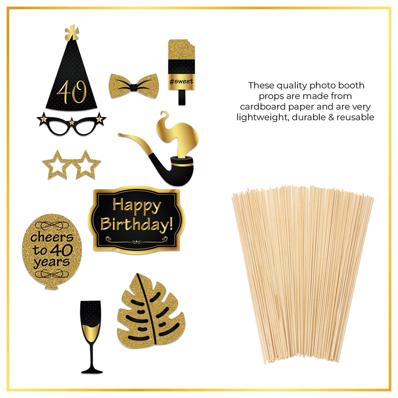 40th Birthday Photo Party Booth Props - 21Pcs