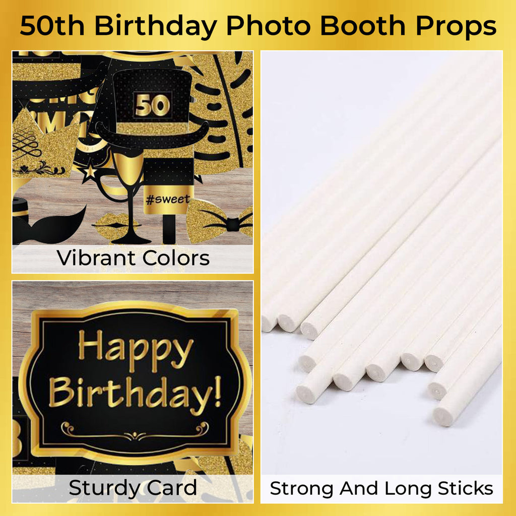 50th Birthday Photo Booth Props - 21pcs
