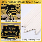 50th Birthday Photo Booth Props - 21pcs