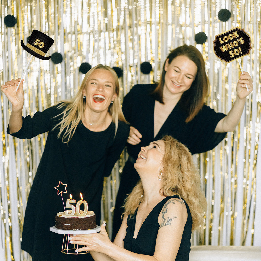 50th Birthday Photo Booth Props - 21pcs
