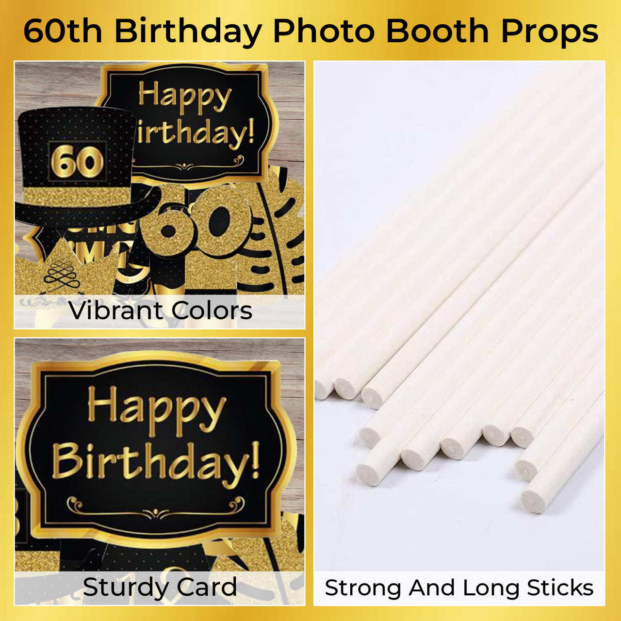 60th Birthday Photo Party Booth Props - 21pcs