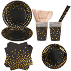 Disposable Dinnerware Party Tableware Set (80pcs) - Black