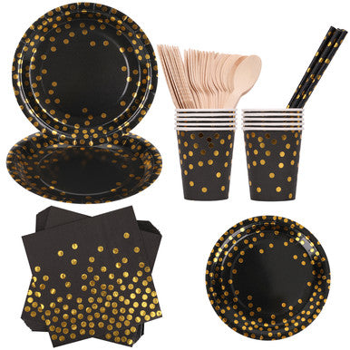 Disposable Dinnerware Party Tableware Set (80pcs) - Black