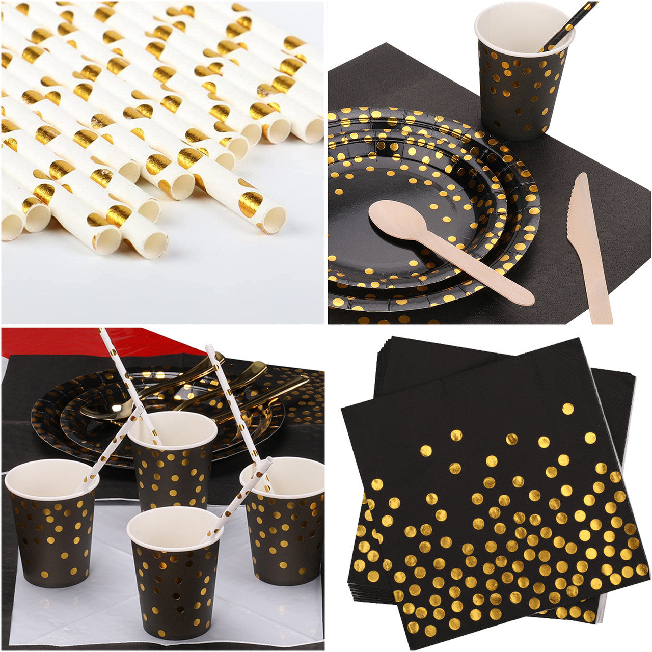 Disposable Dinnerware Party Tableware Set (80pcs) - Black