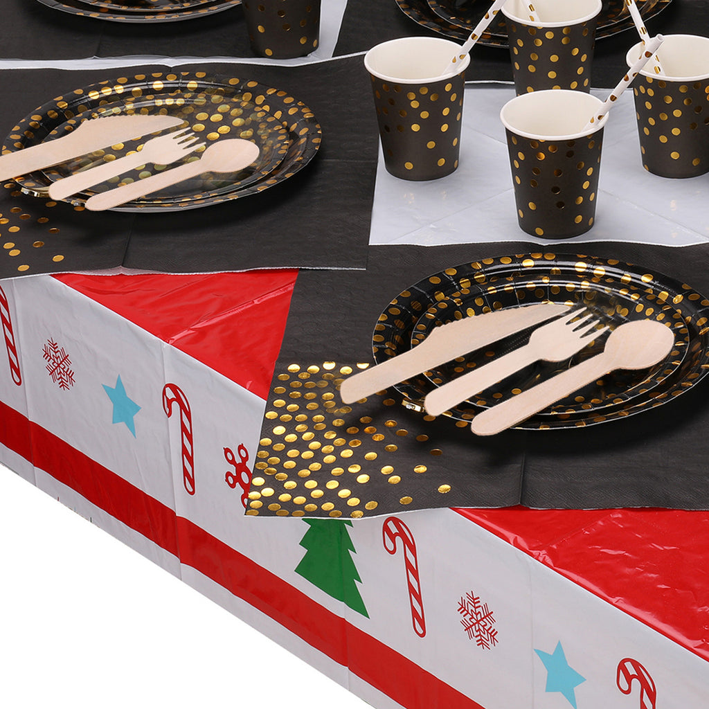Disposable Dinnerware Party Tableware Set (80pcs) - Black