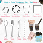 Disposable Dinnerware Party Tableware Set (80pcs) - Gold