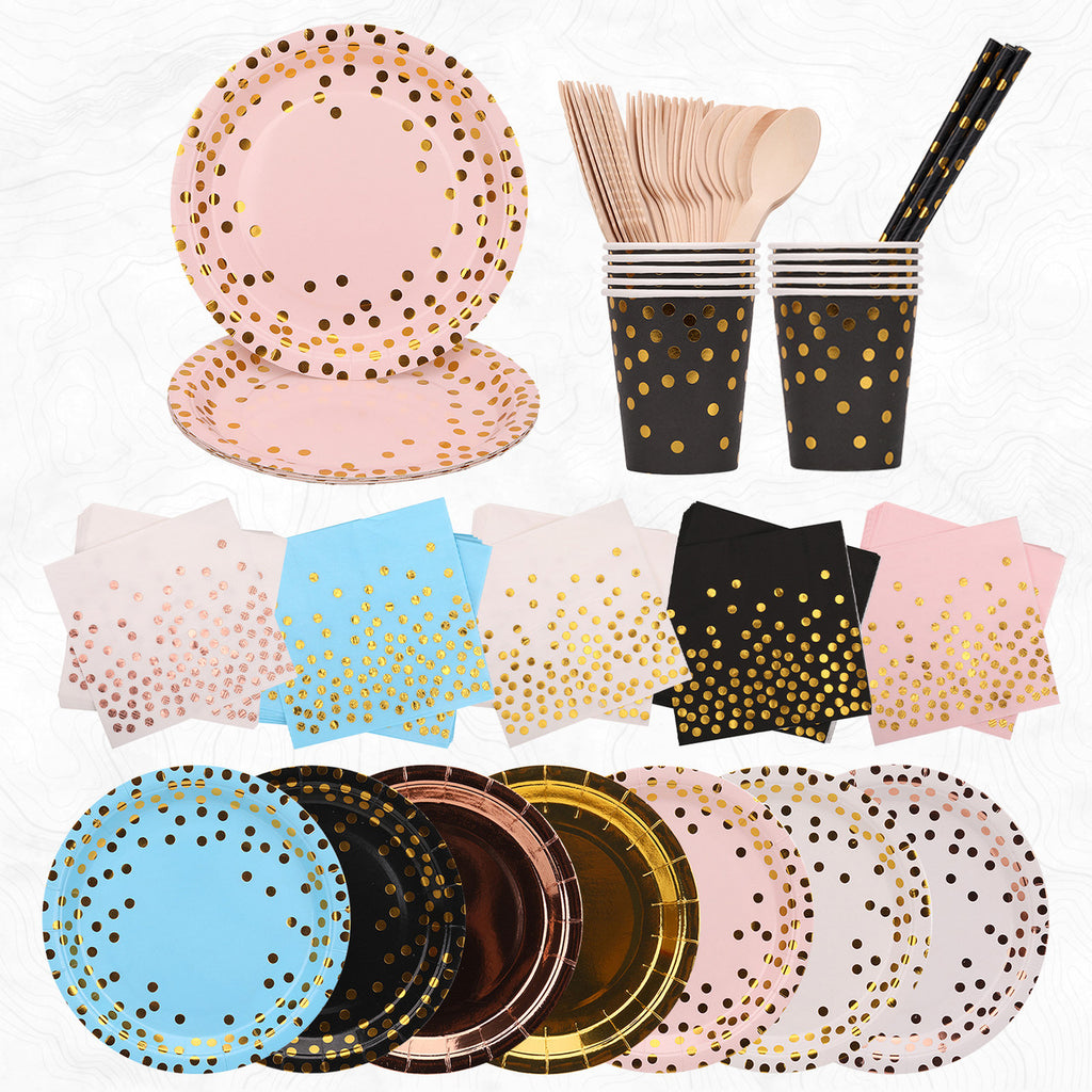 Disposable Dinnerware Party Tableware Set (80pcs) - Gold