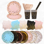 Disposable Dinnerware Party Tableware Set (80pcs) - Gold