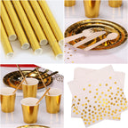 Disposable Dinnerware Party Tableware Set (80pcs) - Gold
