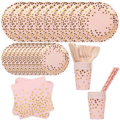 Disposable Dinnerware Party Tableware Set (80pcs) - Pink