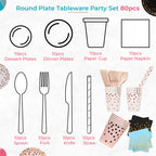 Disposable Dinnerware Party Tableware Set (80pcs) -  White & Rose Gold