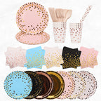 Disposable Dinnerware Party Tableware Set (80pcs) -  White & Rose Gold