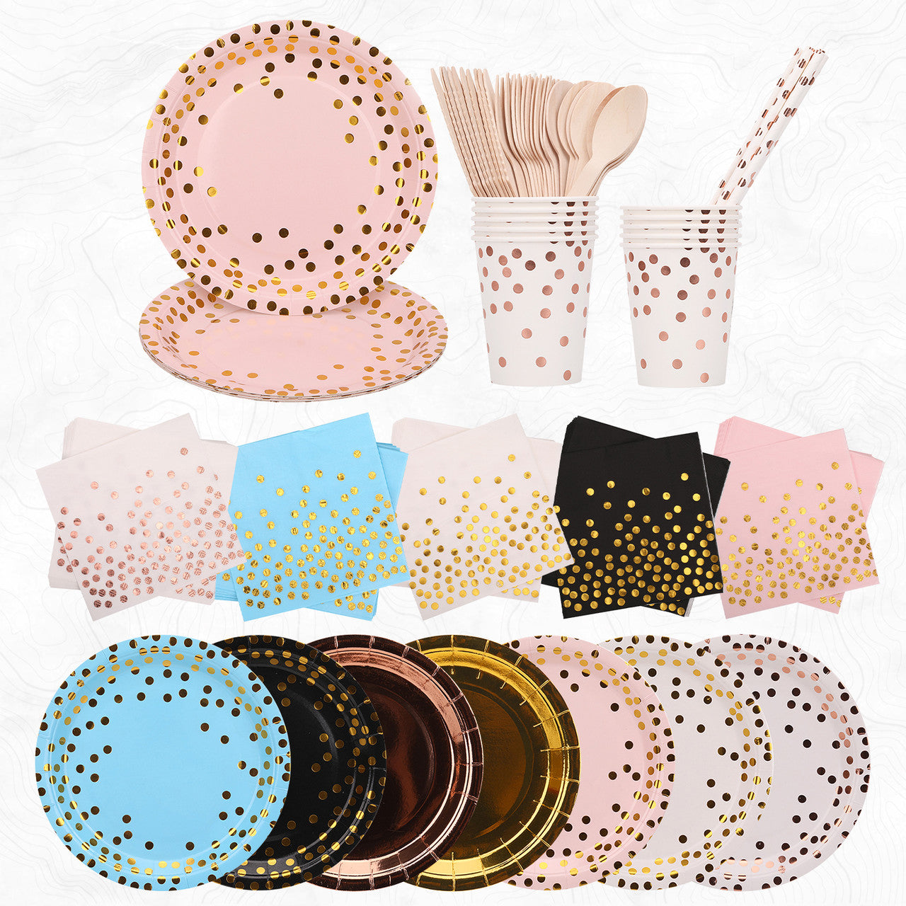 Disposable Dinnerware Party Tableware Set (80pcs) -  White & Rose Gold