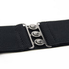 Elasticated Hooks Belt (Silver Buckle) - Black