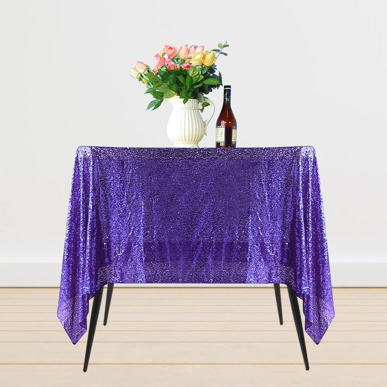 Sequin Sparkly Square Tablecloth - Purple