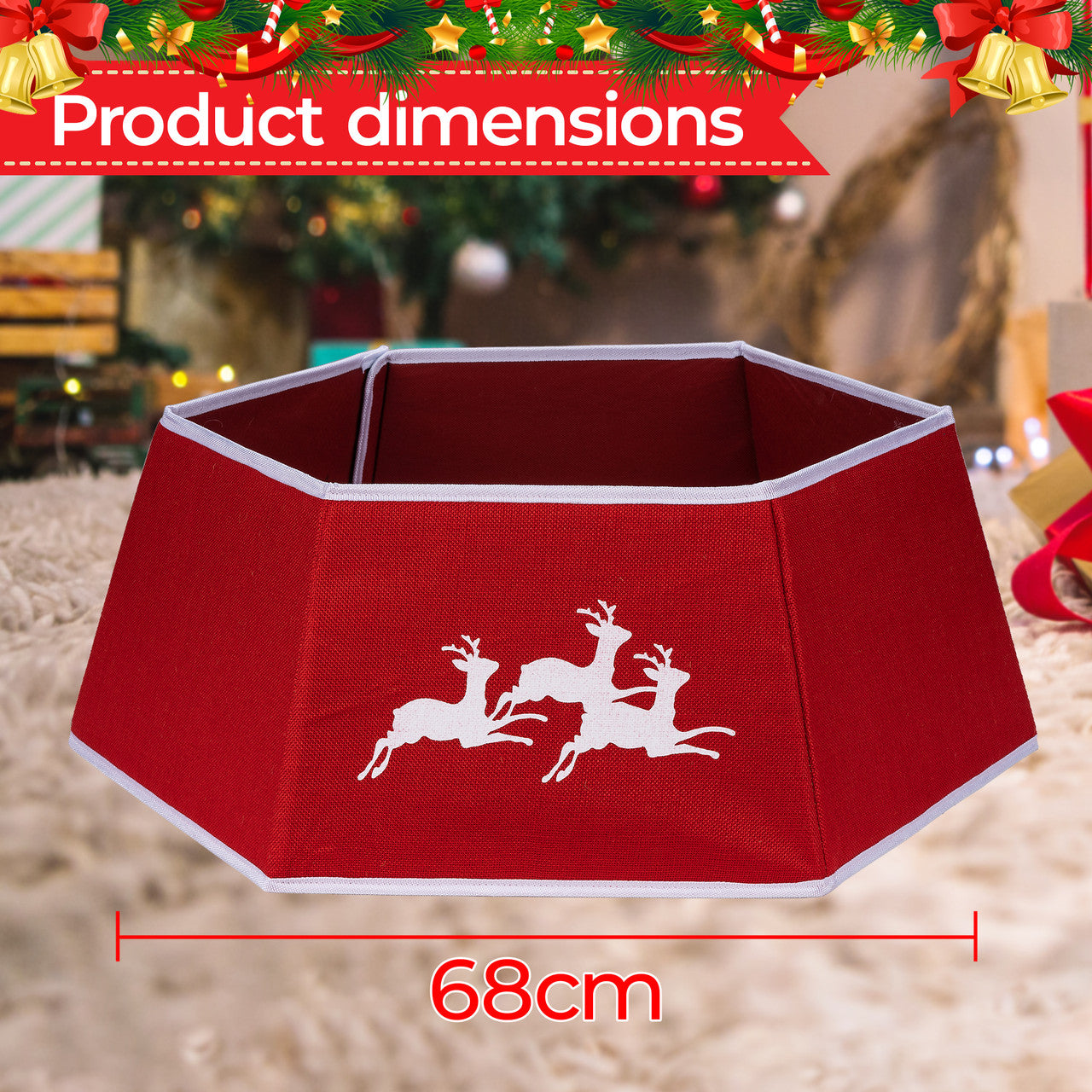 Christmas Tree Skirt Base Cover - Red