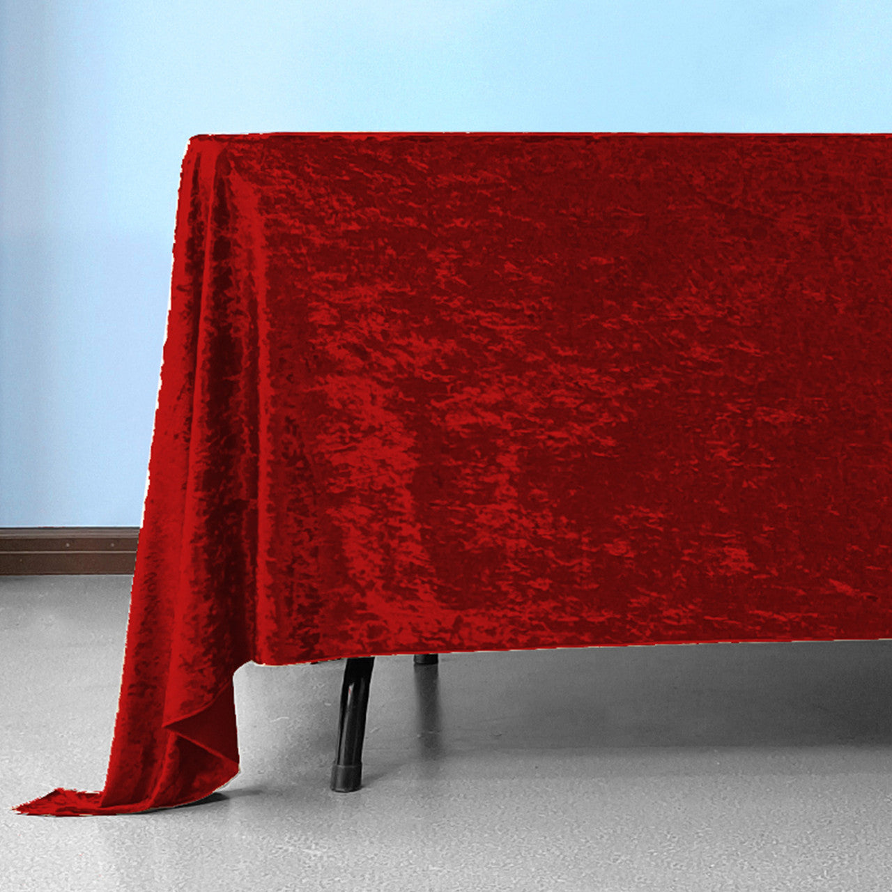 Square Crushed Velvet Tablecloth - Red