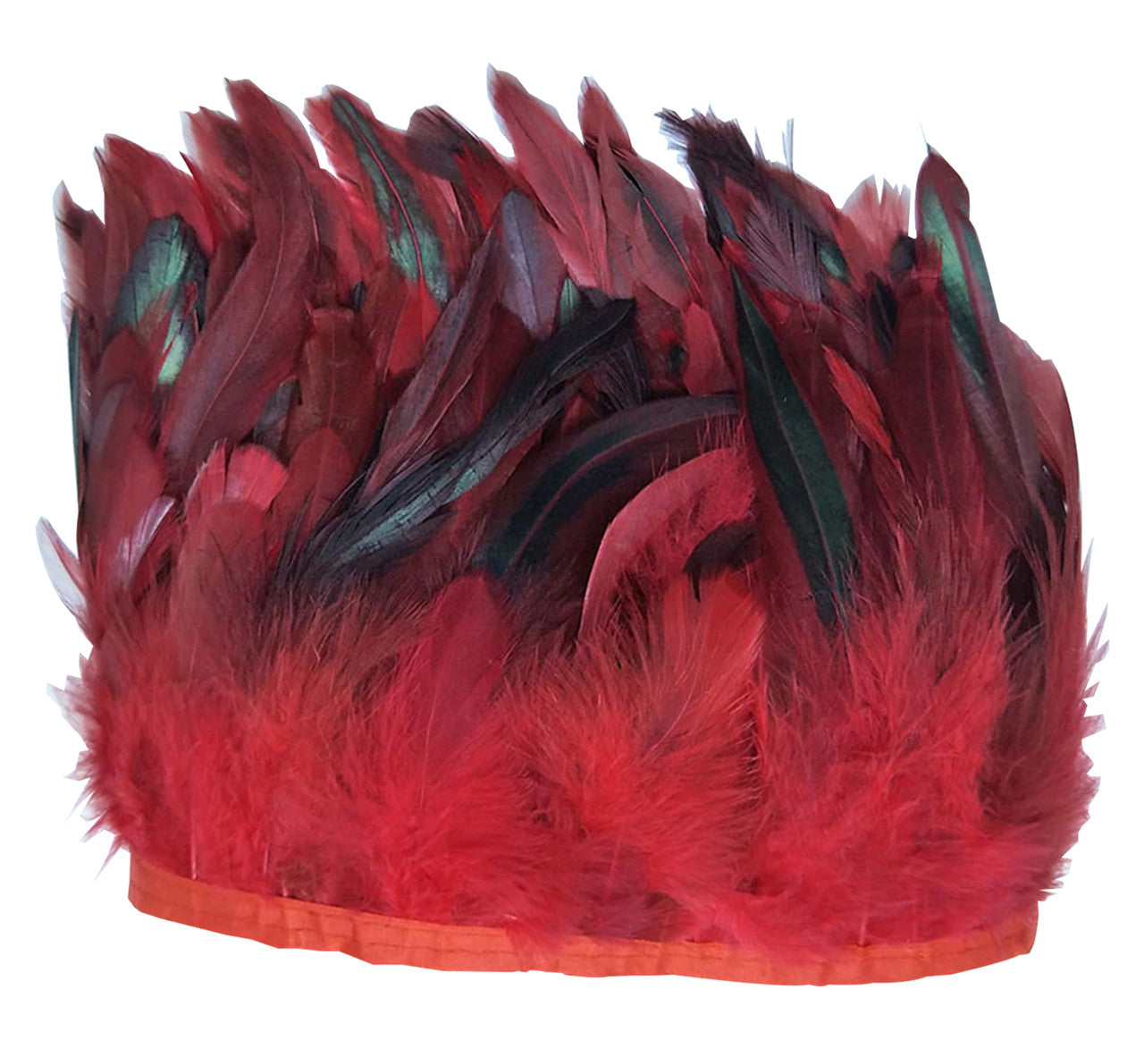 Rooster Feather Fringe for Costume - Mixed Red