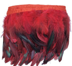 Rooster Feather Fringe for Costume - Mixed Red